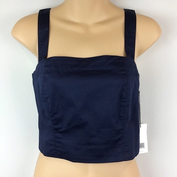 NWT Jason Wu Navy Square Neck Crop Top | Medium - Picture 1 of 10